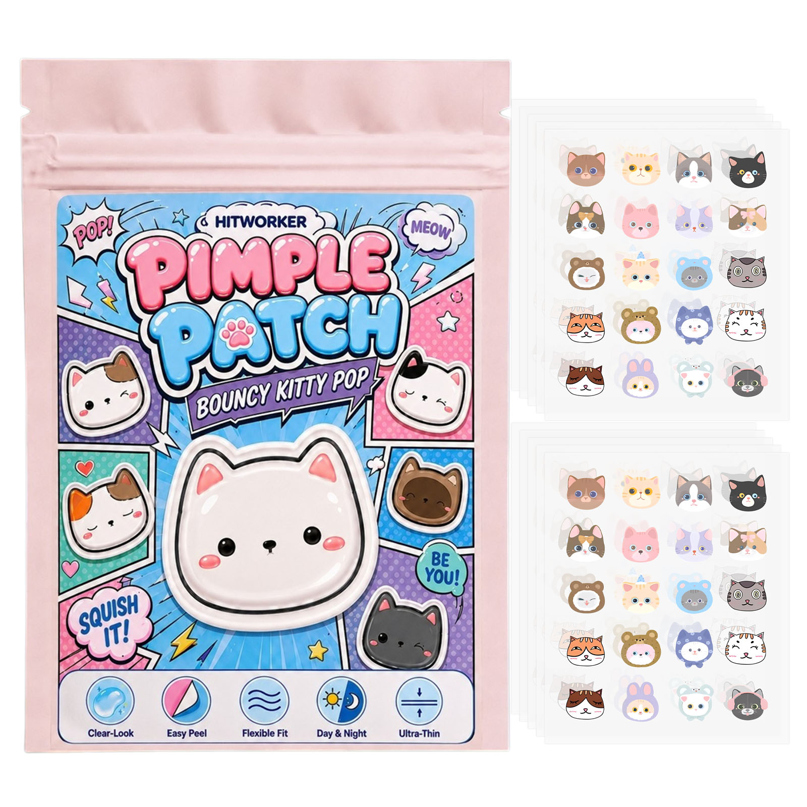Hydrocolloid Pimple Patch - 100 sztuk uroczych plastrów na pryszcze