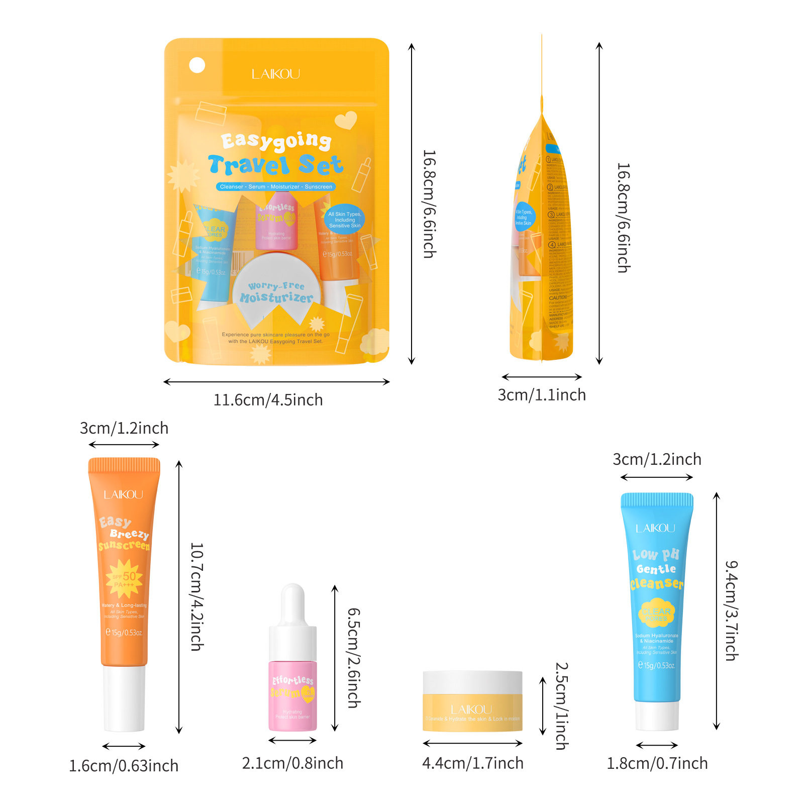 4PCS Laikou Ceramide Travel Su – Hyaluronic Acid Facial Serum recenzja i cena