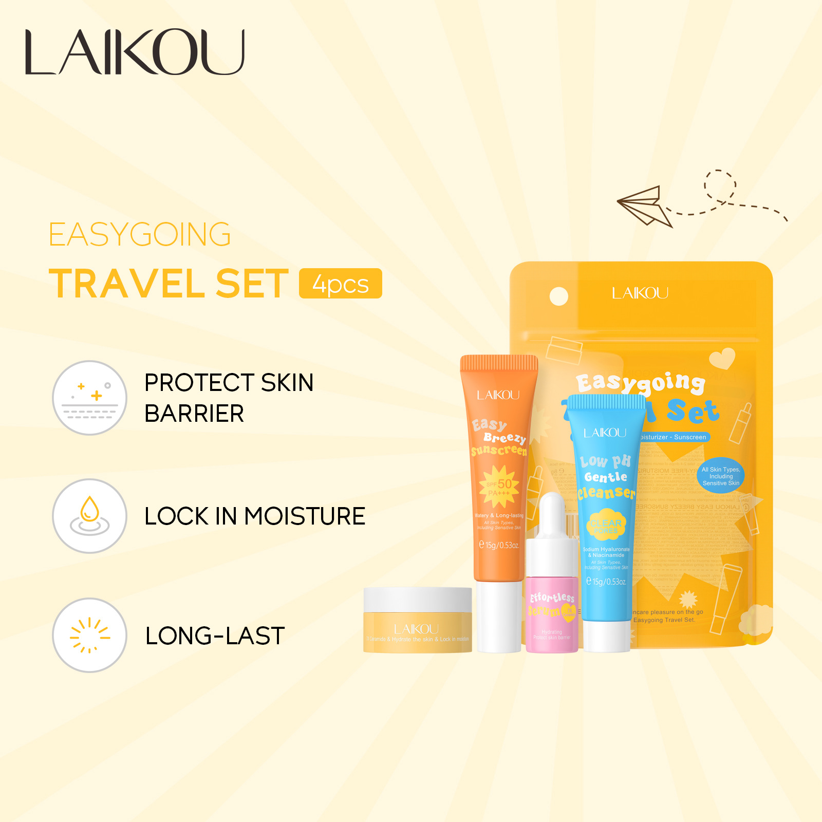 4PCS Laikou Ceramide Travel Su – Hyaluronic Acid Facial Serum recenzja i cena