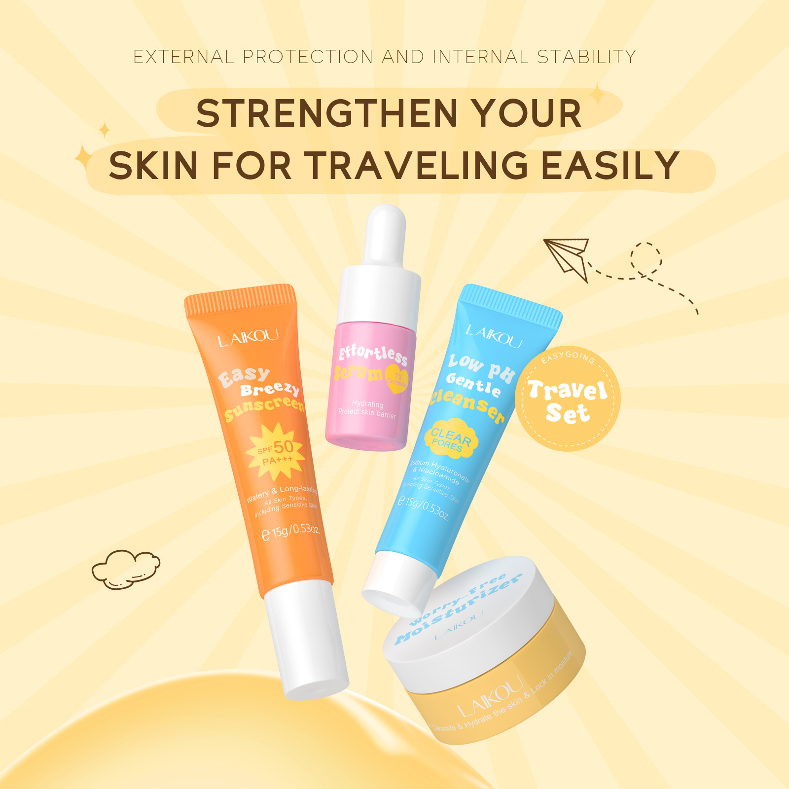 4PCS Laikou Ceramide Travel Su – Hyaluronic Acid Facial Serum recenzja i cena