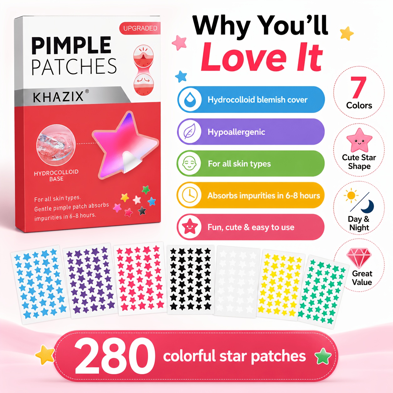 280 szt. Gwiezdnych Plastrów n – Hydrocolloid Pimple Patch recenzja i cena